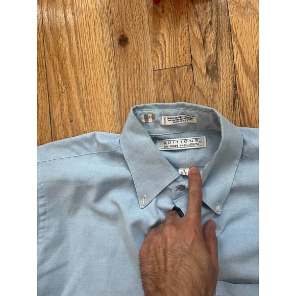 Van Heusen Vintage Oxford Cloth Button Down Mens Shirt Made in USA Size 16 32/33 - Picture 2 of 3